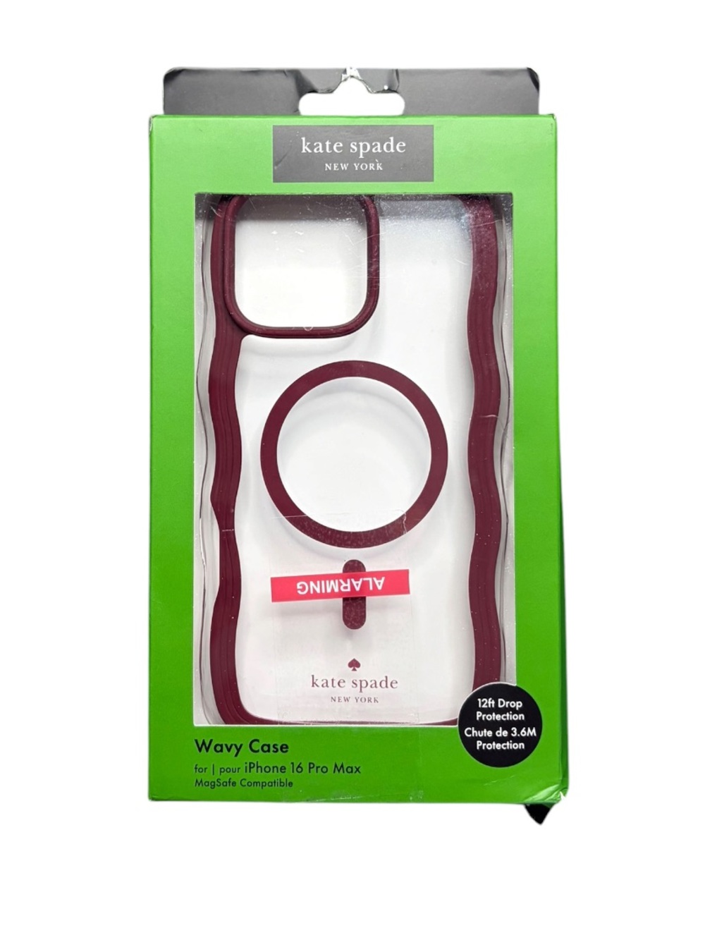 kate spade Clear Wavy iPhone Case with Burgundy iPhone 16 Pro Max